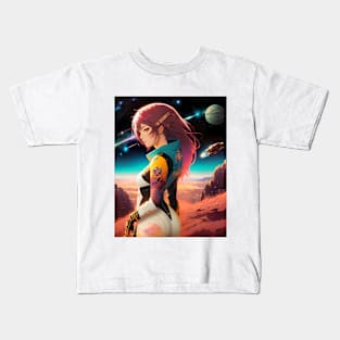 Abstract Space Anime Style Girl, Sticker, Tshirt and Accessories Kids T-Shirt